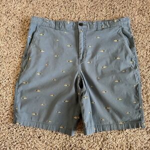 Magellan Outdoors Men's 36 Fish Printed Chino Style Stretch Shorts Blue Green